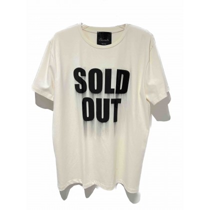 T-SHIRT ΙΒΟΥΑΡ ME ΜΑΥΡΟ ΤΥΠΩΜΑ "SOLD OUT" ΣΕ ΧΑΛΑΡΗ ΓΡΑΜΜΗ  "STYLISHIOUS COLLECTION" 