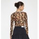 BODY IN BLACK & EARTH COLORS ABSTRACT PRINT IN SHEER TULLE WITH LONG SLEEVES "STYLISHIOUS COLLECTION"