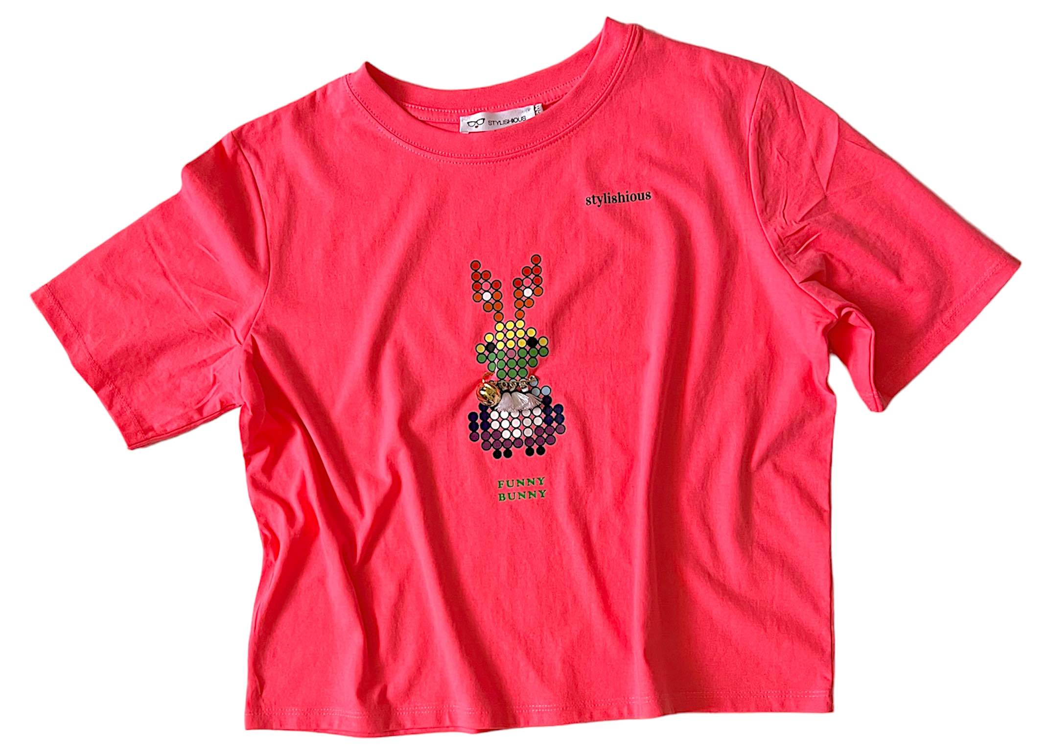  T-SHIRT ΦΟΥΞΙΑ ΜΕ FUNNY BUNNY ΣΤΑΜΠΑ OVERSIZED & ΚΟΥΔΟΥΝΑΚΙ "ALEX KATSAITI X STYLISHIOUS" 2025